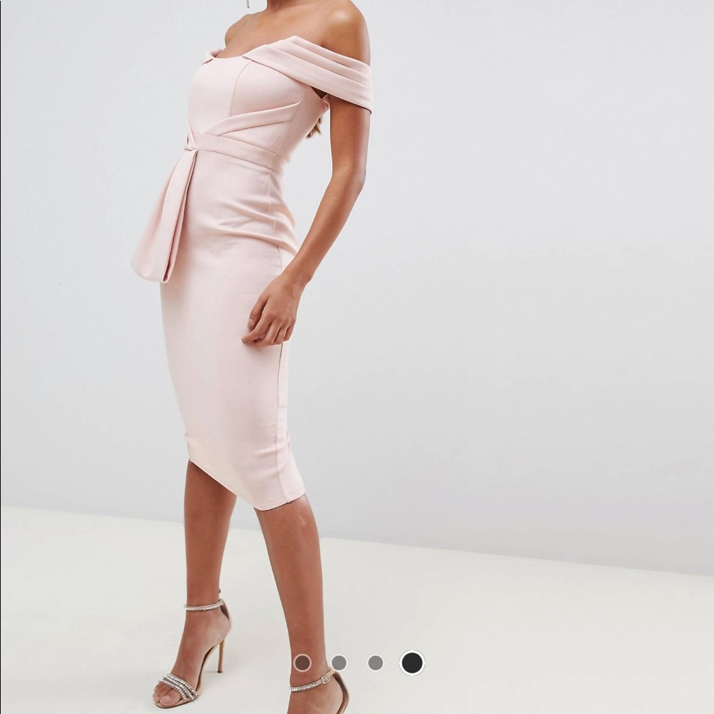 ASOS DESIGN Bardot peplum midi bodycon dress